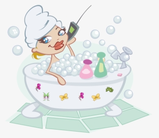 Bubble Bathing Bathtub Salts - Woman In Bubble Bath Clipart, HD Png Download, Free Download