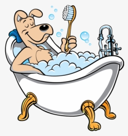 Image Of Bath Clipart Bath Clipart - Cartoon Dog In Bathtub, HD Png Download, Free Download
