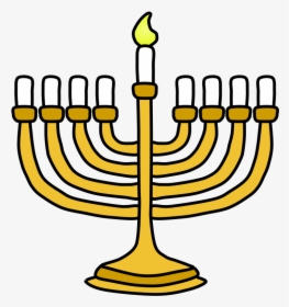 Menorah, Hanukkah, Yellow, Gold, Shamash Candle Lit - Menorah, HD Png Download, Free Download