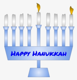 Menorah, Hanukkah, First Night Candle Lit, Blue - Graphic Design, HD Png Download, Free Download