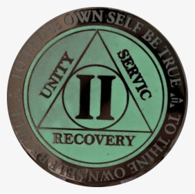 Missing E In Service 2 Year Glow In The Dark Aa Medallion - Emblem, HD Png Download, Free Download