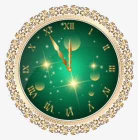Green New Year"s Clock Png Transparent Clip Art Image - New Year Clock Png, Png Download, Free Download