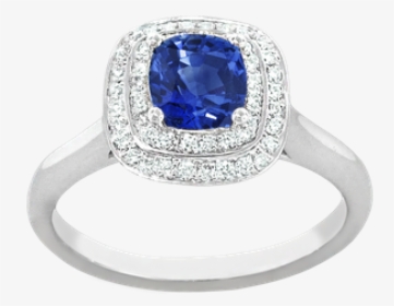 Spark Creations Double Halo Sapphire & Diamond Ring - Engagement Ring, HD Png Download, Free Download
