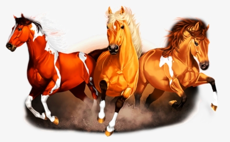 Three Running Horse Pattern Images - Three Horse Runing Drawing, HD Png Download, Free Download