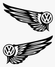 Set Of 2 Vw Volkswagen Logo Wings Tuning Decals, HD Png Download, Free Download