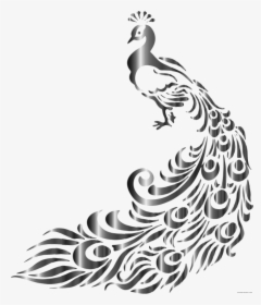Peacock Drawing Black And White - Peacock Fabric Painting Designs, HD Png Download, Free Download