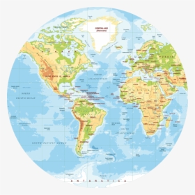 Polypropyln Physical World Map Round Placemat F-2"  - Round World Map Design, HD Png Download, Free Download