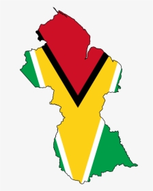 Guyana Flag Png - Guyana Map With Flag, Transparent Png, Free Download
