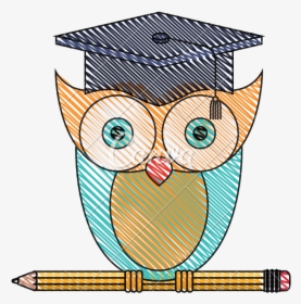 Knowledge Owl With Pencil - Illustration, HD Png Download, Free Download