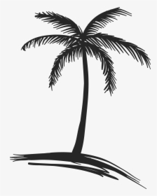 Coconut Tree Drawing - Black Palm Tree Drawing, HD Png Download, Free Download