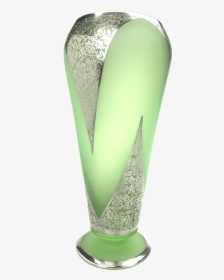 Tiffin Green Satin Glass Dahlia Vase With Rockwell - Trophy, HD Png Download, Free Download