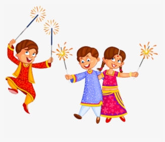 Sparklers Clipart Cracker Line - Kids Diwali Clipart, HD Png Download, Free Download
