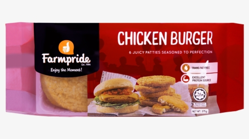 Breaded Chicken Burger Farmpride 375g - Junk Food, HD Png Download, Free Download
