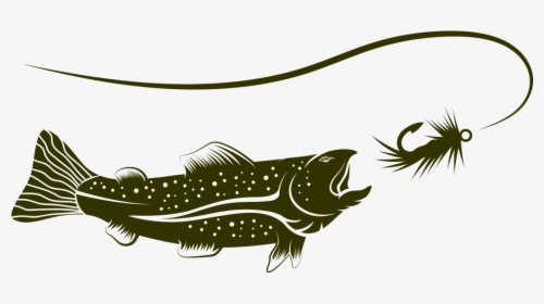 Largemouth Fish,tail,ray Finned Fish - Bass Fishing Pole & Fish Silhouette Simple, HD Png Download, Free Download