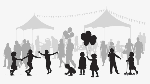 Silhouette Drawing Cartoon Illustration - Kids Holding Balloons Silhouette, HD Png Download, Free Download