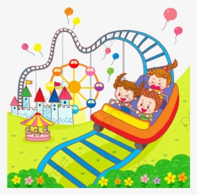 Roller Coaster Carousel Clipart Kids Illustration Transparent - Kids Roller Coaster Clip Art, HD Png Download, Free Download