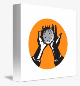 Hand Holding Ball With Spikes Circle Woodcut Mugs - Illustration, HD Png Download, Free Download