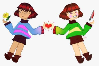 Frisk Y Chara Love Or Dead By Cloudy Dolphin - Cartoon, HD Png Download, Free Download