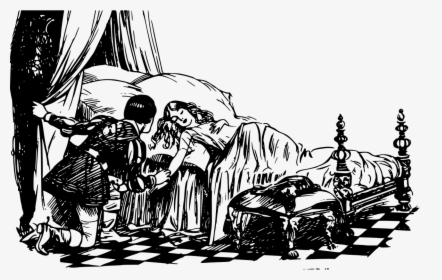 Sleeping Beauty Black And White Illustration, HD Png Download, Free Download
