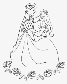 Princess And Prince Line Art Clip Arts - Prince And Princess Drawing Easy, HD Png Download, Free Download