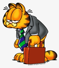 Garfield Holding Briefcase - Good Morning Monday Cartoon, HD Png Download, Free Download
