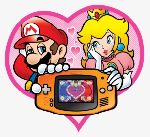 Mario And Peach Holding A Gameboy In A Romantic Way, HD Png Download, Free Download