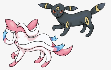 Umbreon And Sylveon By Cinnamon - Umbreon And Sylveon Battling, HD Png Download, Free Download