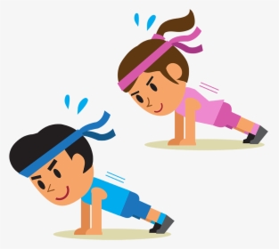 Physical Exercise Cartoon Plank Stretching, HD Png Download, Free Download