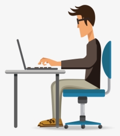 Team - Man Using Computer Vector, HD Png Download, Free Download