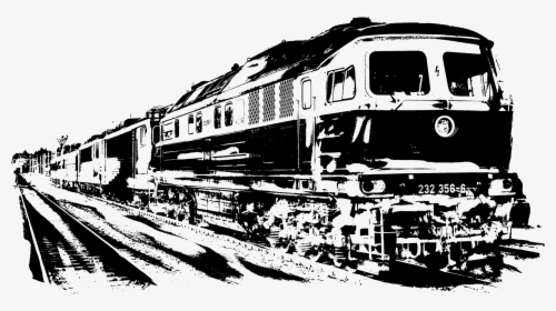 Monochrome Photography,rolling Stock,track - Diesel Trains Clipart, HD Png Download, Free Download