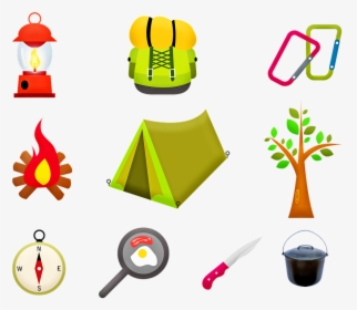 Camping Gear, Tent, Fire, Tree, Camping Cooking - Things You Take Camping Clipart, HD Png Download, Free Download