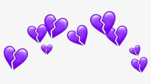 #purple #heart #crown #heartcrown #tumblr #aesthetic - Broken Blue Heart Emoji, HD Png Download, Free Download