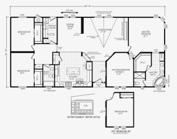 4 Bedroom With Retreat Double Wide Plans Hd Png Download