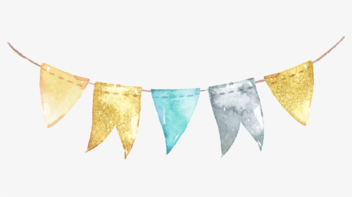 #watercolor #banner #pennant #flags #garland #teal - Flag, HD Png Download, Free Download