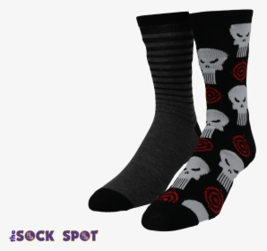2 Pair Pack Marvel Punisher Socks - Sock, HD Png Download, Free Download