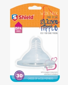 Shield Silicone Nipple Wide Neck Twin Pack 2x At Qne - Shield Teether Soother, HD Png Download, Free Download