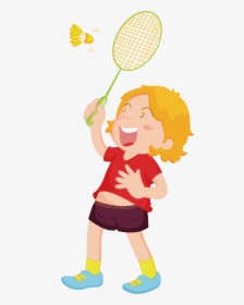 Badminton Clipart Child - Child Playing Badminton Clip Art, HD Png Download, Free Download