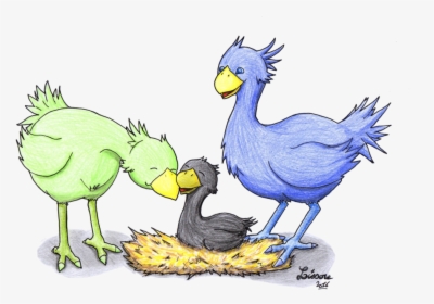 Chocobo Family By Lissou - Drawing, HD Png Download, Free Download