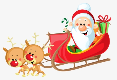 Santa Sled Clipart - Santa On Sleigh Clipart, HD Png Download, Free Download