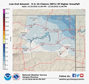 Minimum Potential Snow Accumulation - National Weather Service, HD Png Download, Free Download