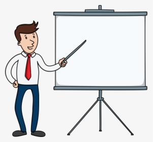 Presentation Clipart Presentation Board Cartoon Pointing - Cartoon Person Holding Paper, HD Png Download, Free Download