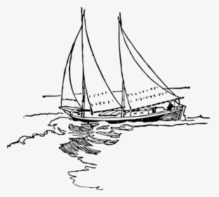 Schooner Rigged Sharpie Png Clip Arts - Black And White Clipart Fishing Boat, Transparent Png, Free Download
