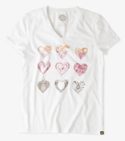 Women"s Watercolor Heart Images Pocket Sleep Vee - Active Shirt, HD Png Download, Free Download