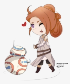 Bb8 Cliparts - Cartoon Cute Rey And Bb8 Star Wars, HD Png Download, Free Download