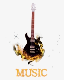 Guitar Instrument Burn Electric Musical Free Transparent - Electric Guitar, HD Png Download, Free Download