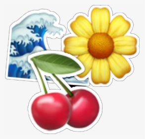 Emojis Iphone Iphoneemojis Cherries Sunflower Wave - Transparent Flower Emoji Png, Png Download, Free Download