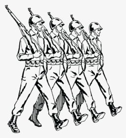 Army Helmet Drawing - Soldiers Marching Clipart, HD Png Download, Free Download