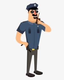 Vector Free Download Cartoon Police Illustration Walkie - Cop Illustration, HD Png Download, Free Download