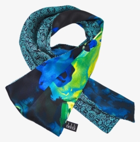 Reversible Blue Floral Silk Luxury Scarf - Scarf, HD Png Download, Free Download
