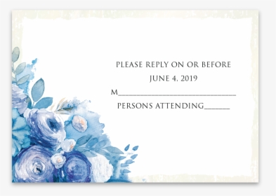 Response Card Blue Watercolor Suite - Rose, HD Png Download, Free Download